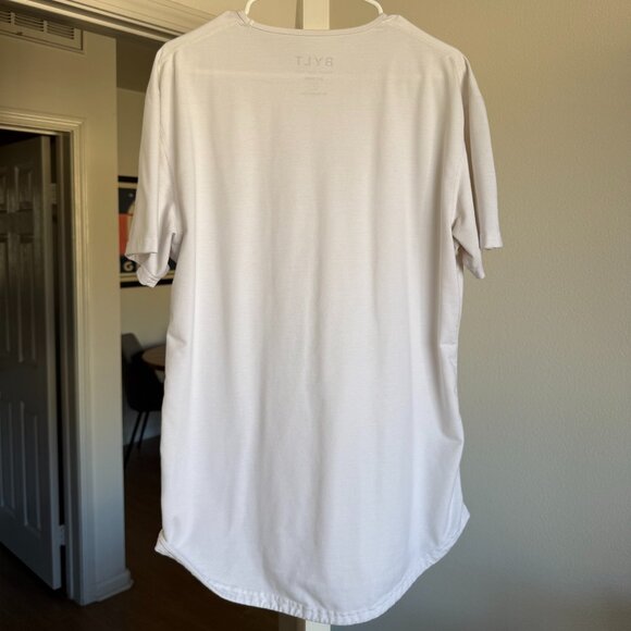 BYLT Drop Cut Short Sleeve Shirt White Large - Picture 2 of 4
